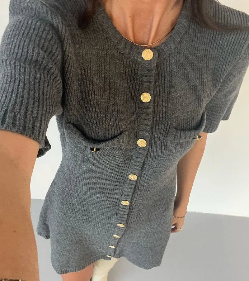 Elegant Mini Knit Dress for Women - Slim Fit Vacation Style - Image 31