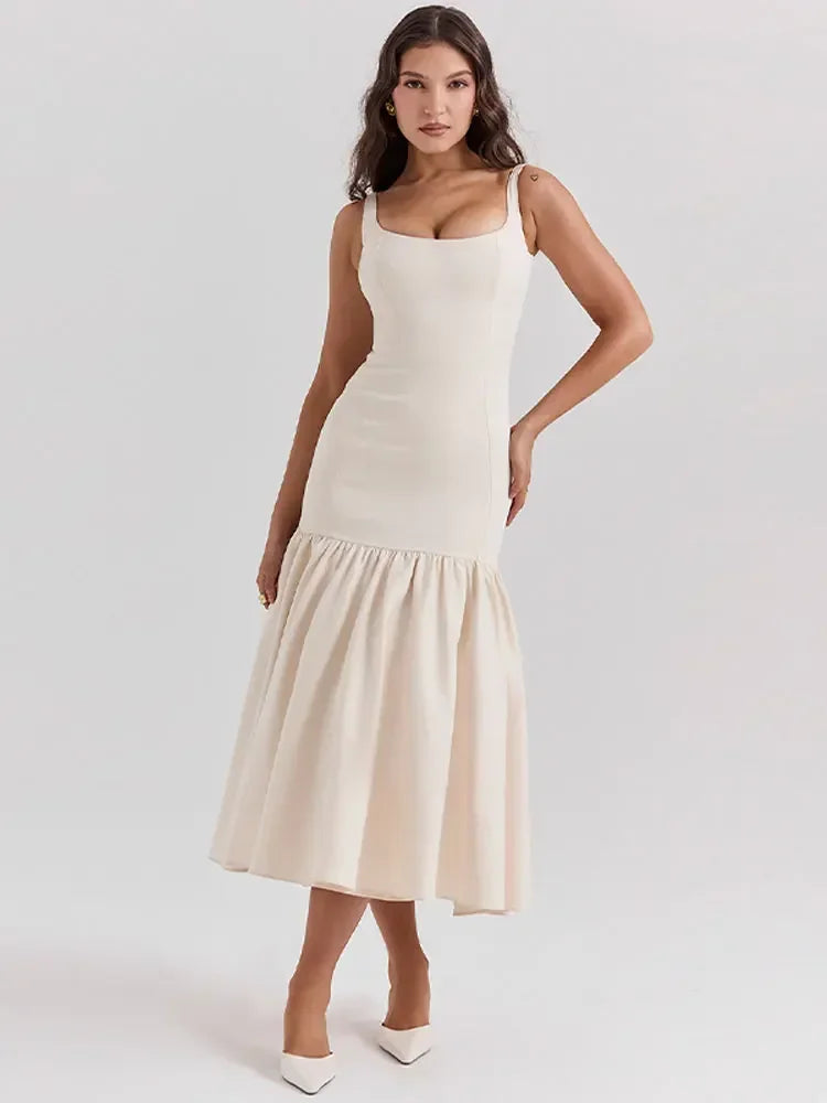 Summer Ruffle Suspender Dress with Square Neckline - Image 5