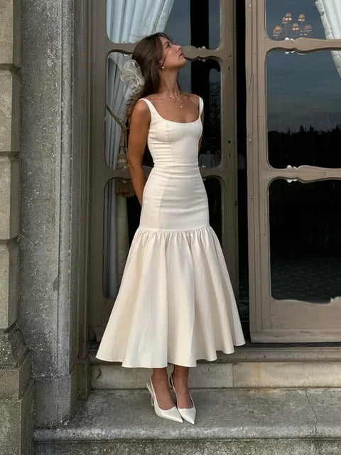 Summer Ruffle Suspender Dress with Square Neckline - Image 2
