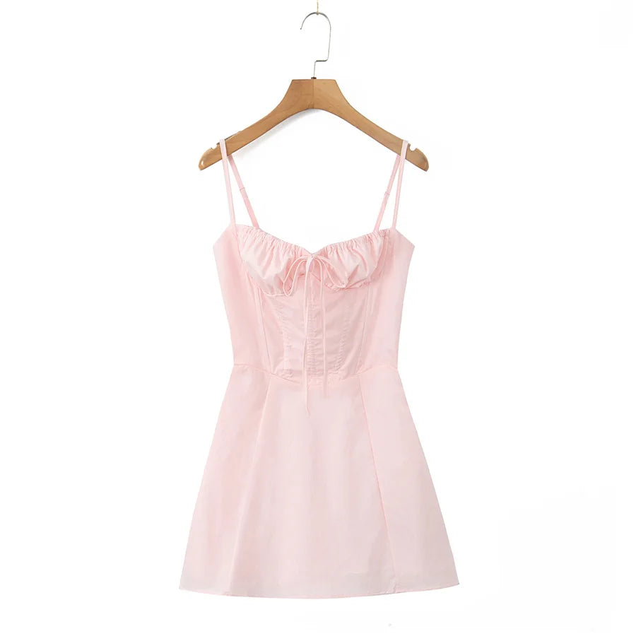 White Mini Dress with Lace-Up Back for Evening Parties - Image 9