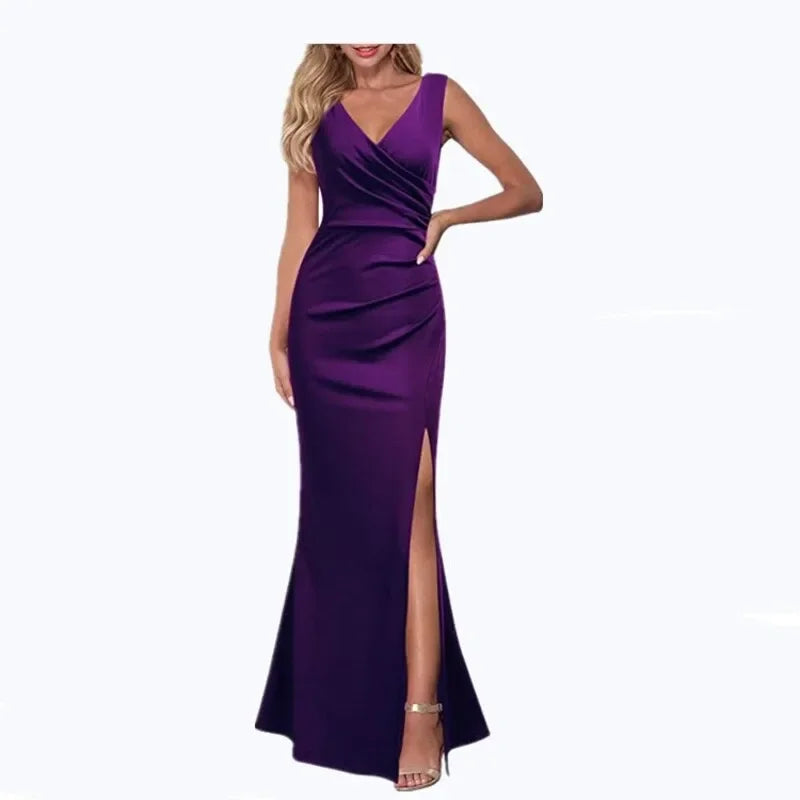 Elegant Women's Backless V-neck Sleeveless Maxi Dress - Image 7