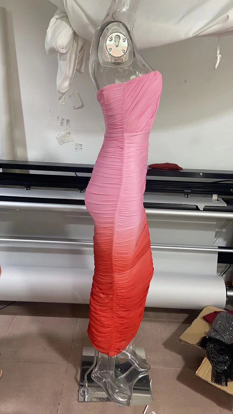 Elegant Strapless Off-Shoulder Maxi Dress with Back Split - Image 12