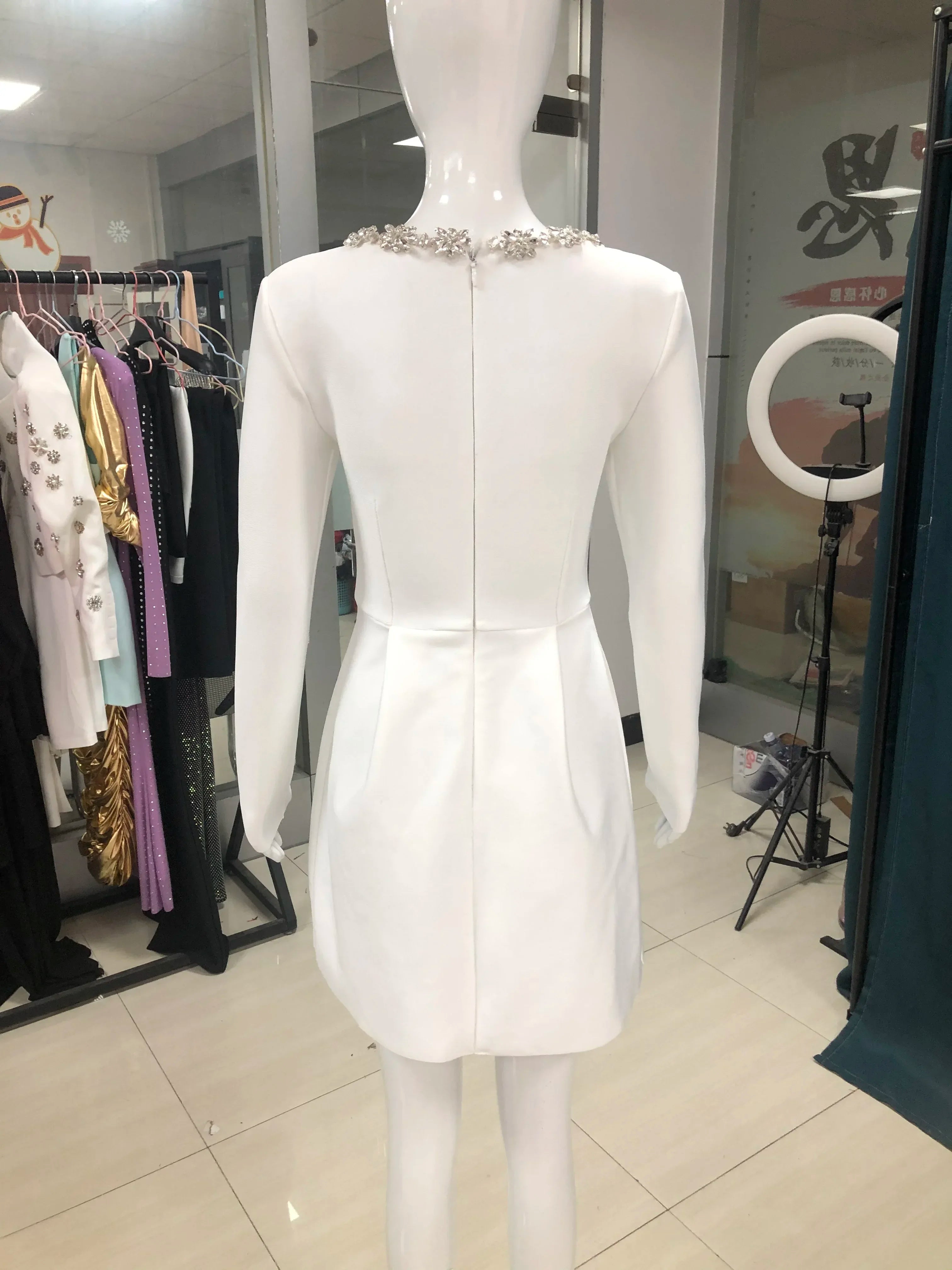 Summer Women's White Square Neck A-line Mini Dress - Image 5