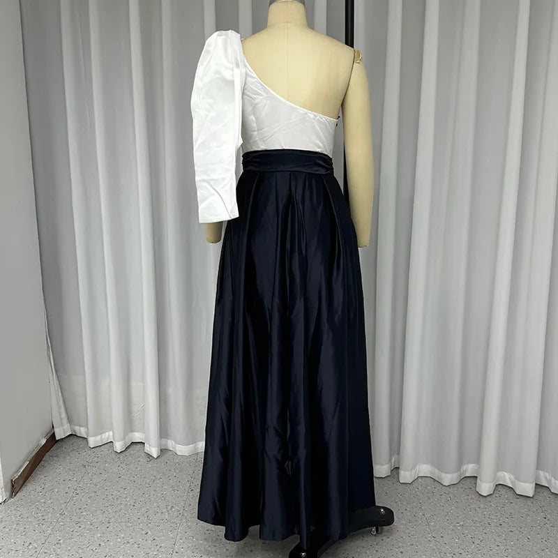 Elegant One-Shoulder Maxi Dress with Bow and Slit - Image 7