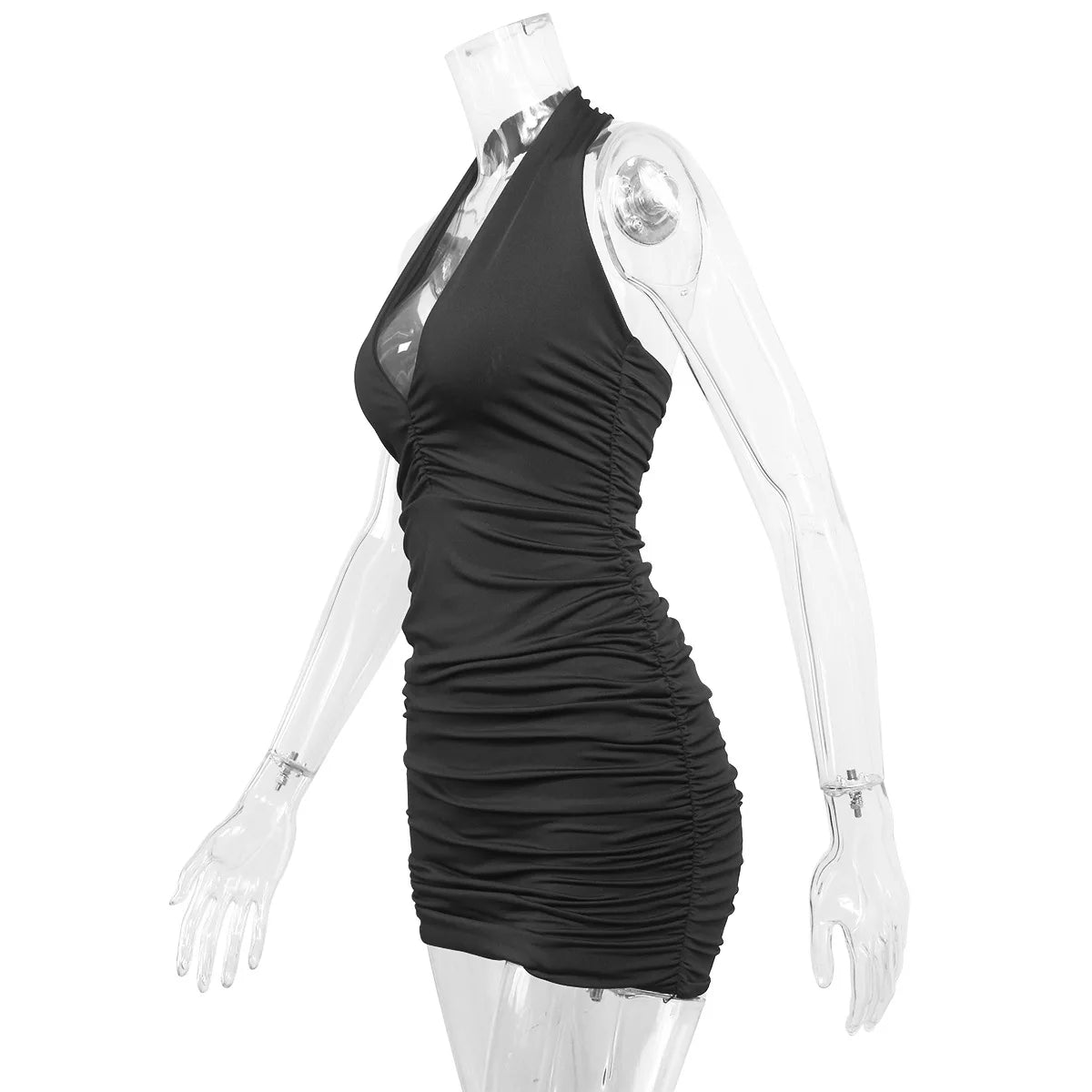 Sexy Ruffle V Neck Halter Mini Dress for Parties - Image 26