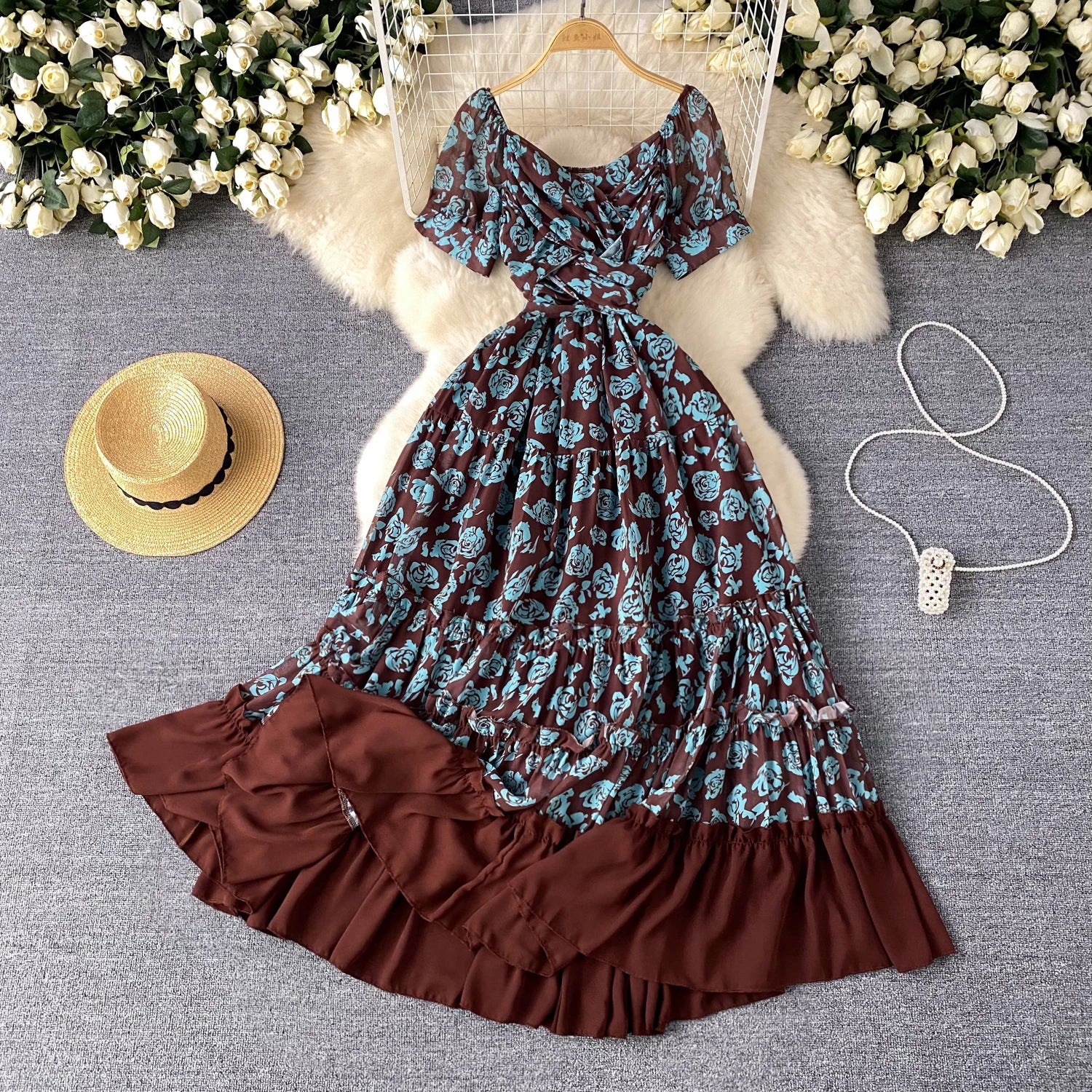 Floral V-neck Summer Beach Dress for Women - Image 8
