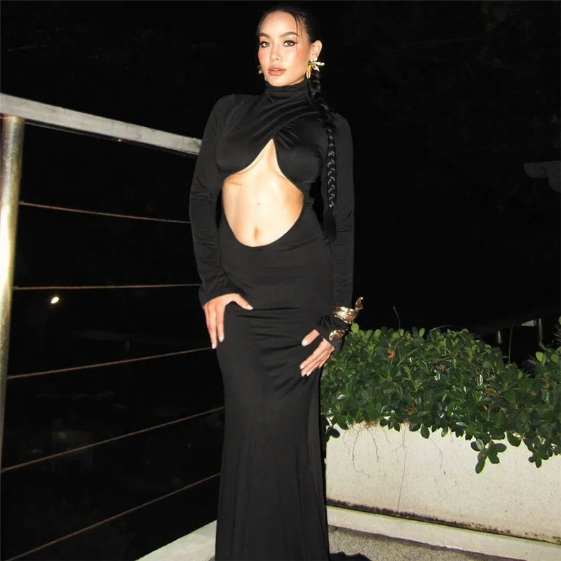 Hollow Out Backless Turtleneck Bodycon Dress for Women - Image 7