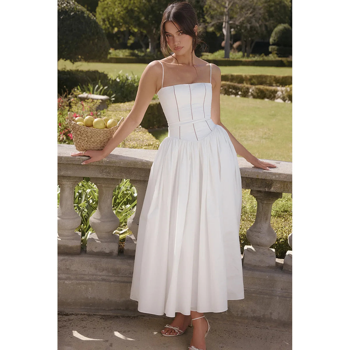 Elegant Hollow Out Flare Midi Dresses for Women - Image 10