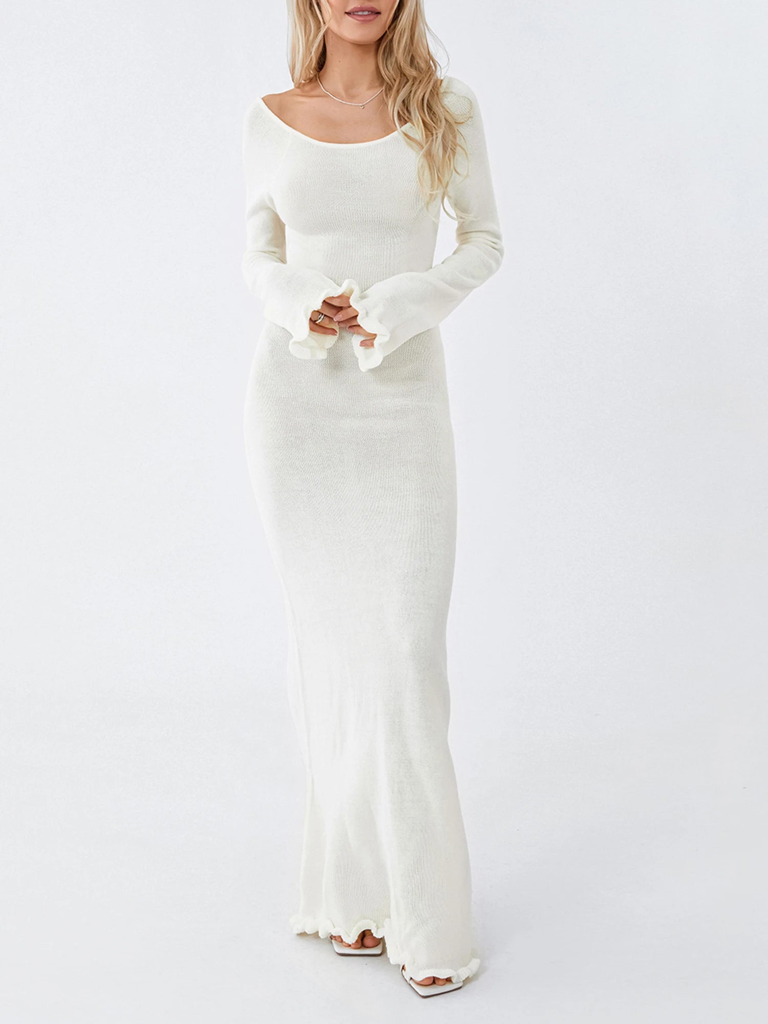 Women's Autumn Casual Knitted Backless Wrap Dress - Image 3