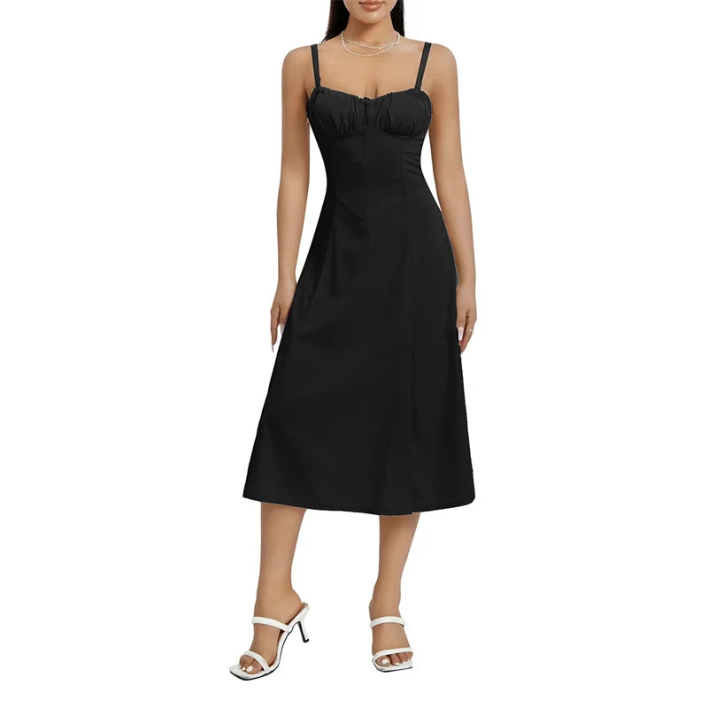 Stylish Solid Color Sleeveless Corset Summer Dress - Image 50