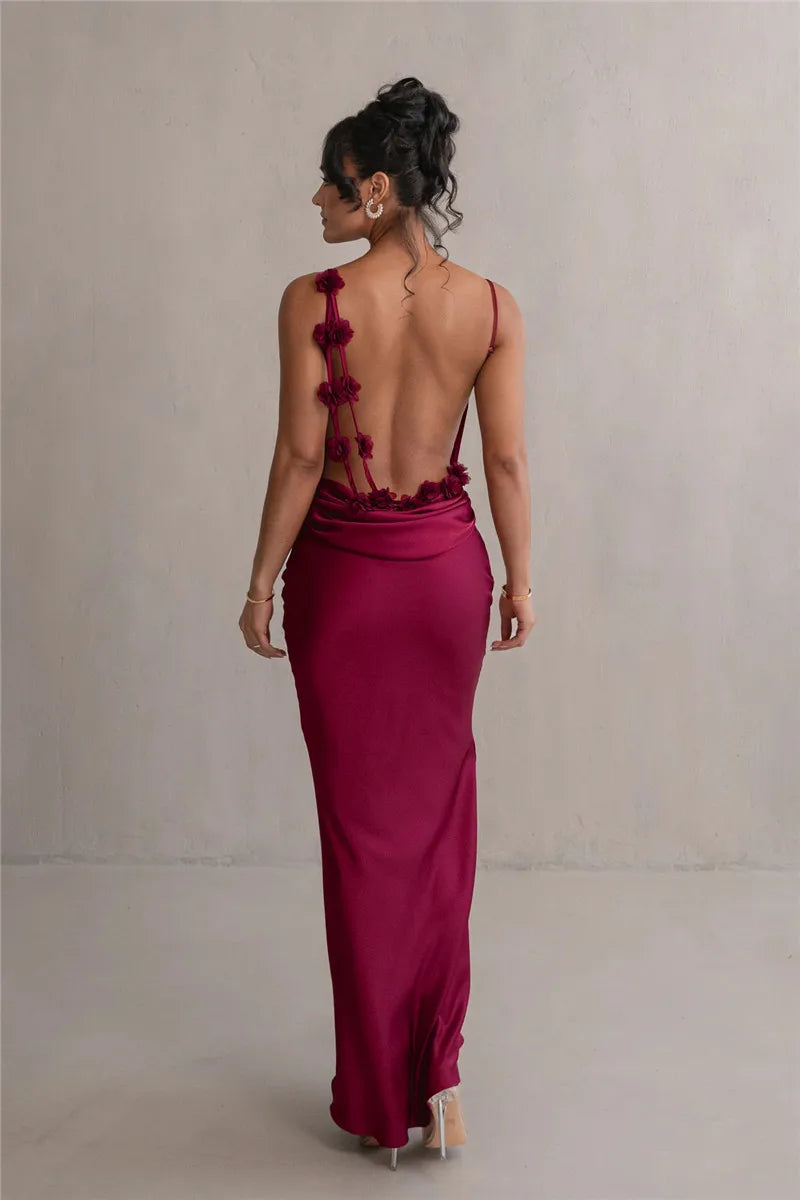 Elegant Backless Maxi Dress with Spaghetti Straps for Women - Image 37