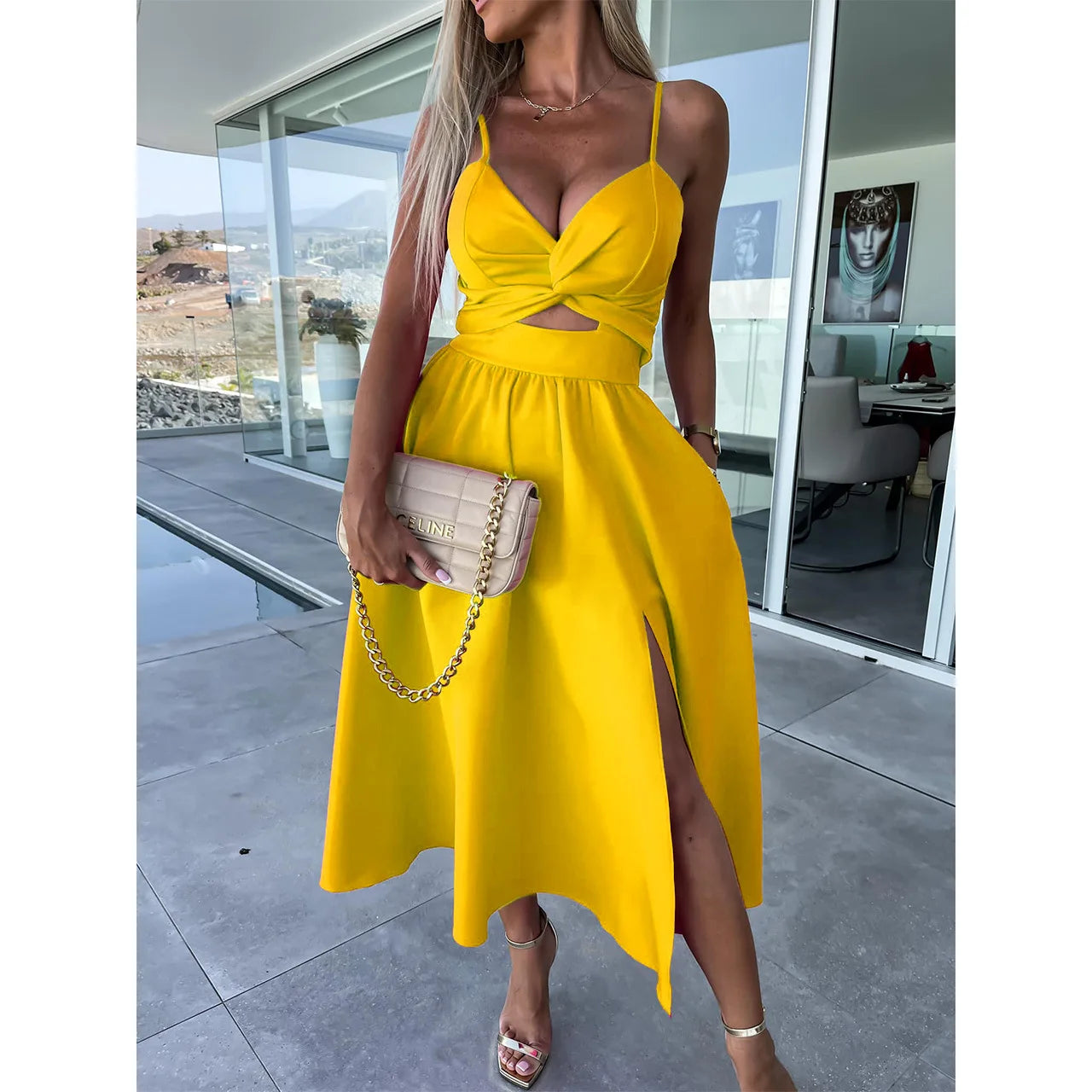Women's Sexy V-Neck Backless Summer Dress with Twist Design - Image 16