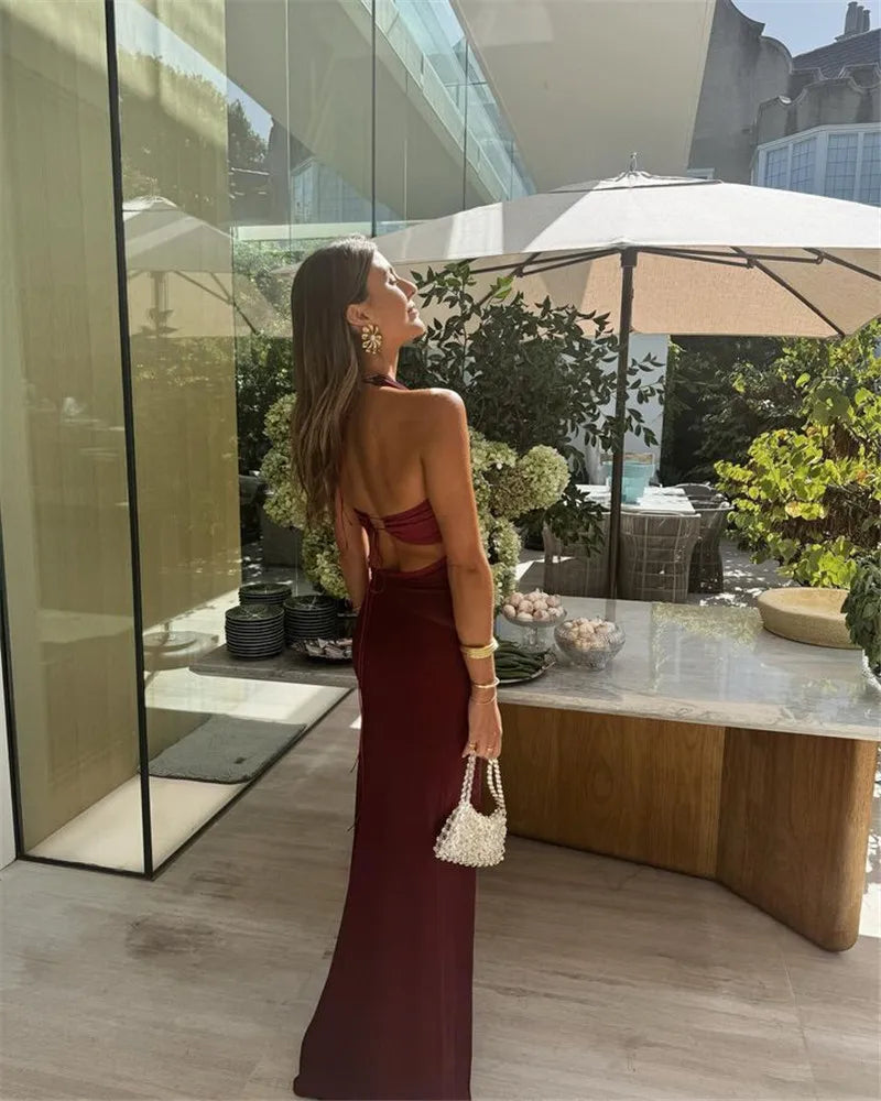 Elegant Backless Lace-Up Maxi Dress for Women - Image 19