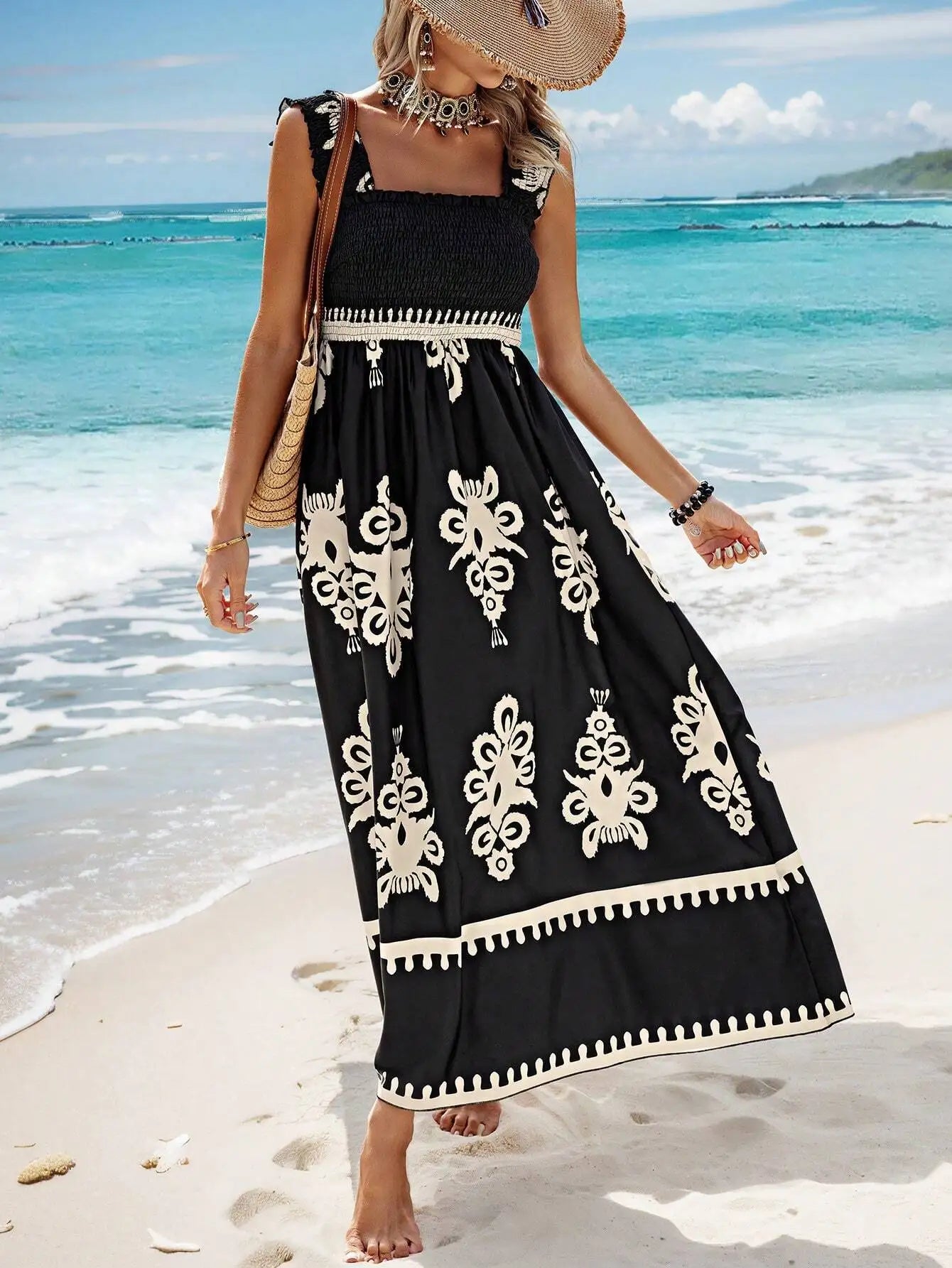 Elegant Women's Halter Beach Sundress with Stylish Print - Image 40