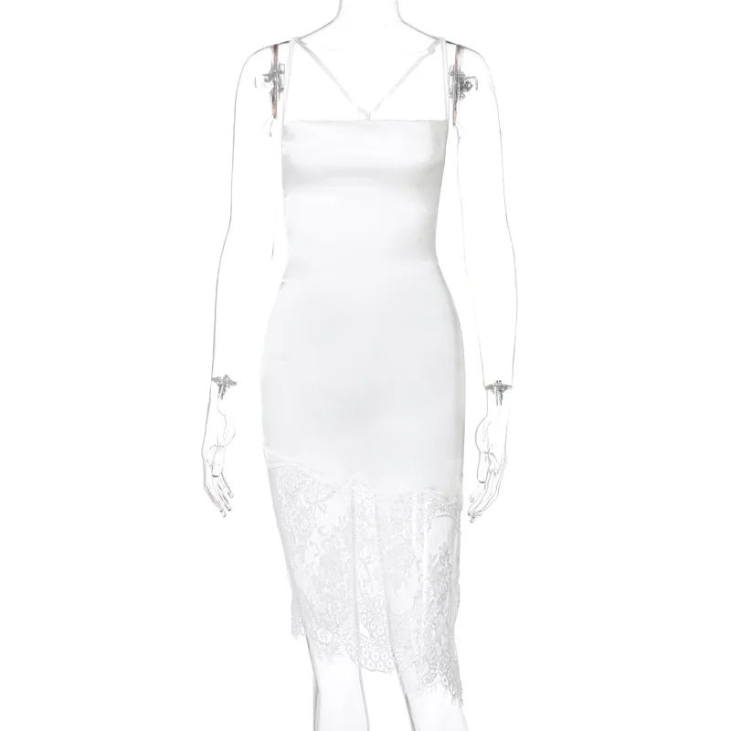Elegant Backless Bodycon Dress with Lace Hemline for Parties - Image 16