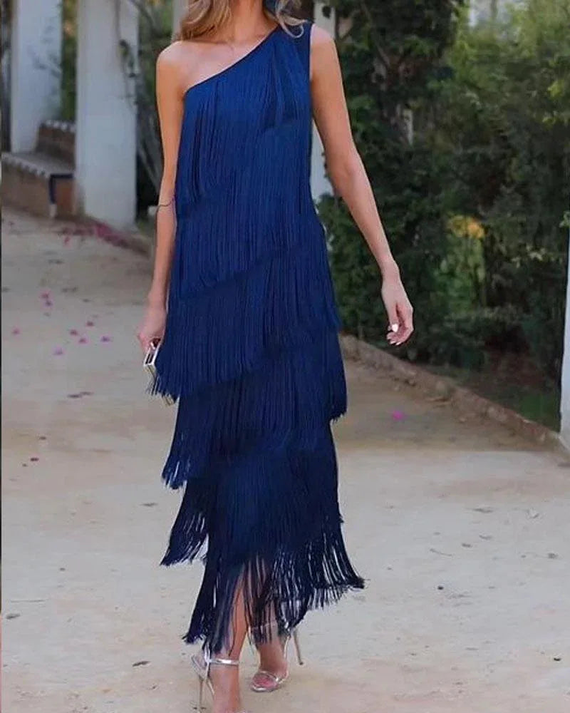 Trendy Asymmetrical Fringed Dress for Spring & Summer - Image 6