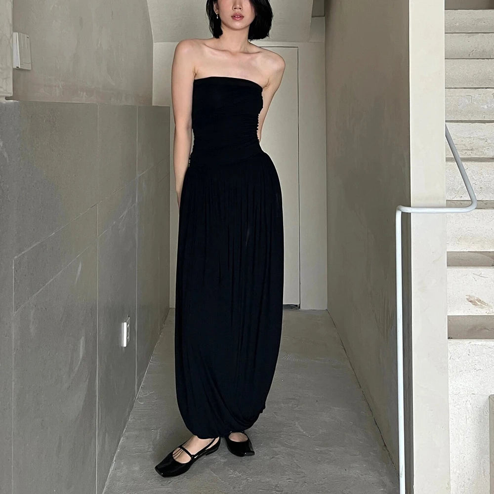 Elegant Y2K Pleated Long Dress for Summer Vibes - Image 6