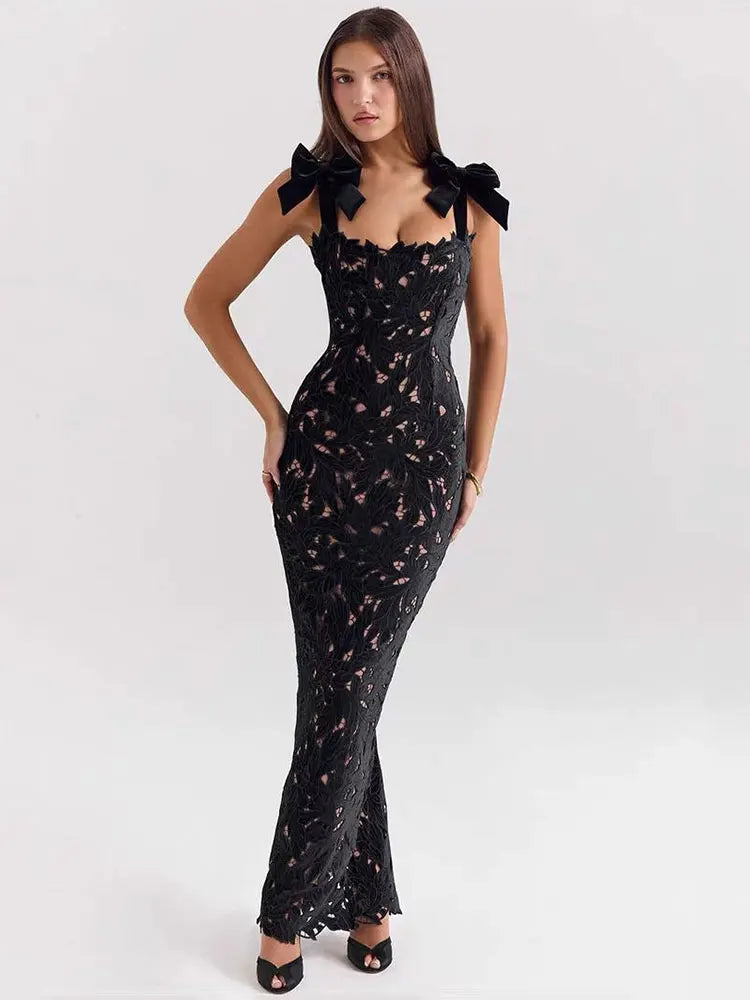 Sexy Backless Lace Maxi Dress for Women - Party Ready