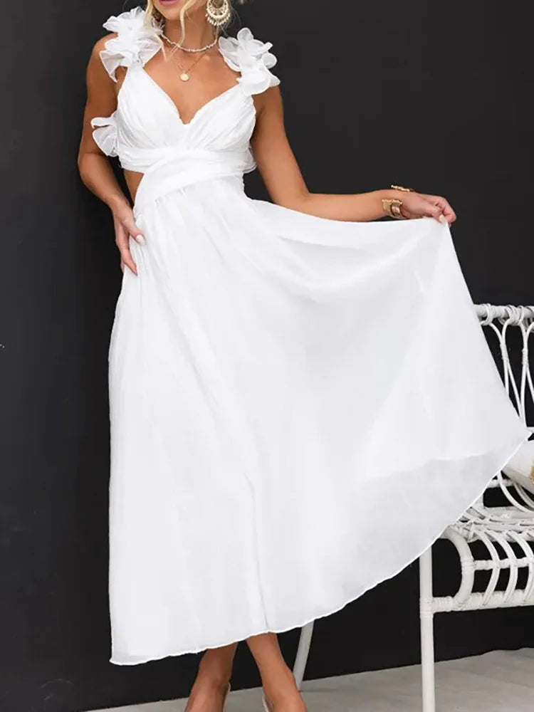 Elegant V-Neck Sleeveless Maxi Dress for Summer Parties - Image 5