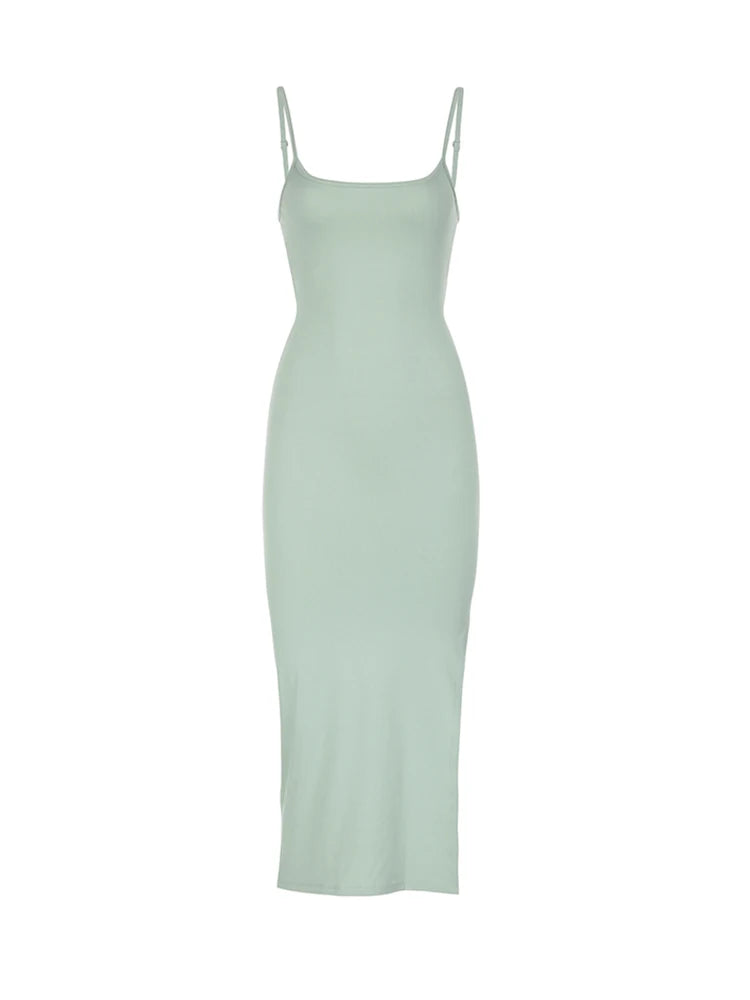 Elegant Backless Split Maxi Dress with Adjustable Straps - Image 6