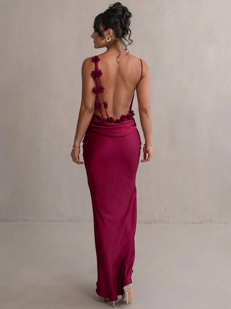Elegant Backless Maxi Dress with Spaghetti Straps for Women - Image 6