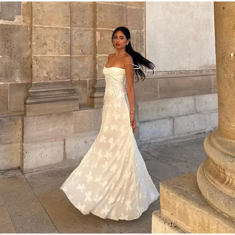 Elegant White Floral Wrap Maxi Dress for Women - Image 10
