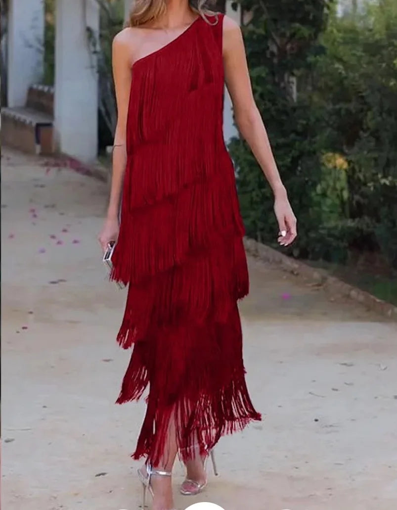 Trendy Asymmetrical Fringed Dress for Spring & Summer - Image 11