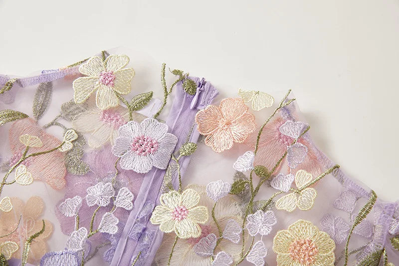 Embroidered 3D Flower Mesh Waist Bag & Dress Collection - Image 41