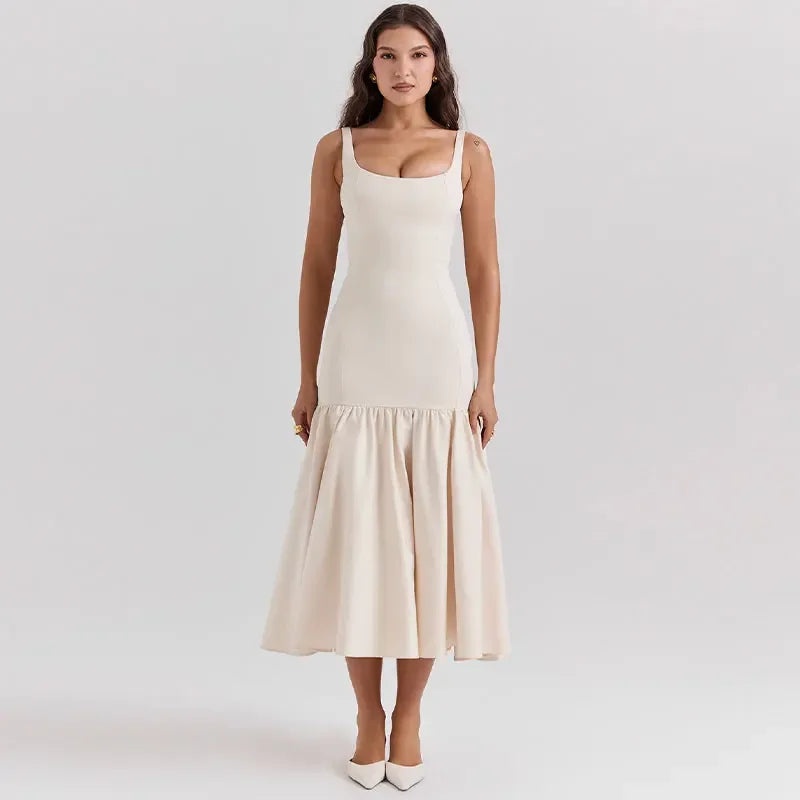 Summer Ruffle Suspender Dress with Square Neckline - Image 15