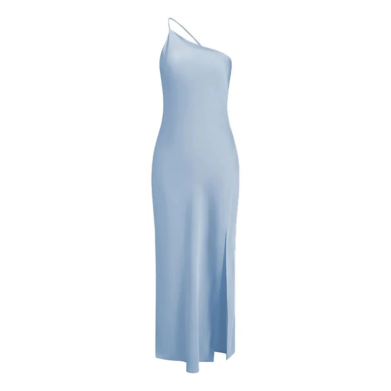 Elegant Yellow Satin Backless Lace-Up Summer Dress for Women - Image 6