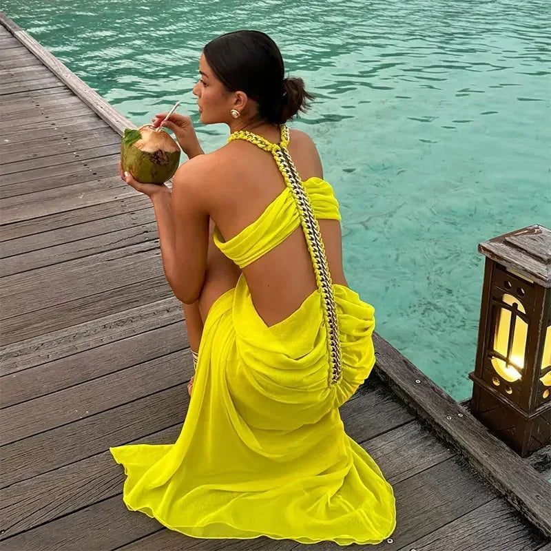Chic Off Shoulder Maxi Dress for Summer Events - Image 19