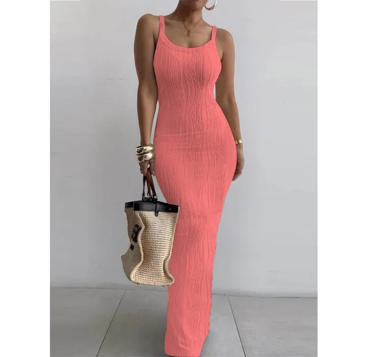 Sleek Sleeveless Long White Summer Dress for Women - Image 13