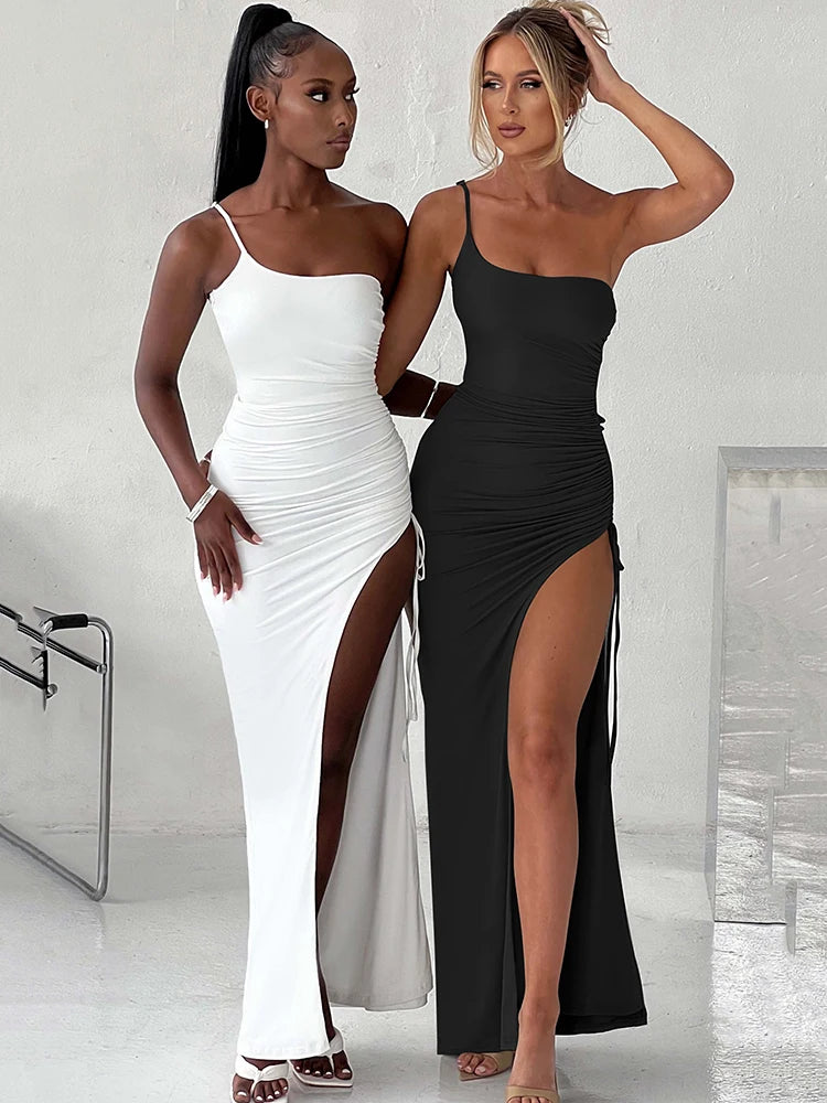 Sexy One Shoulder High Slit Maxi Dress for Women - Image 26