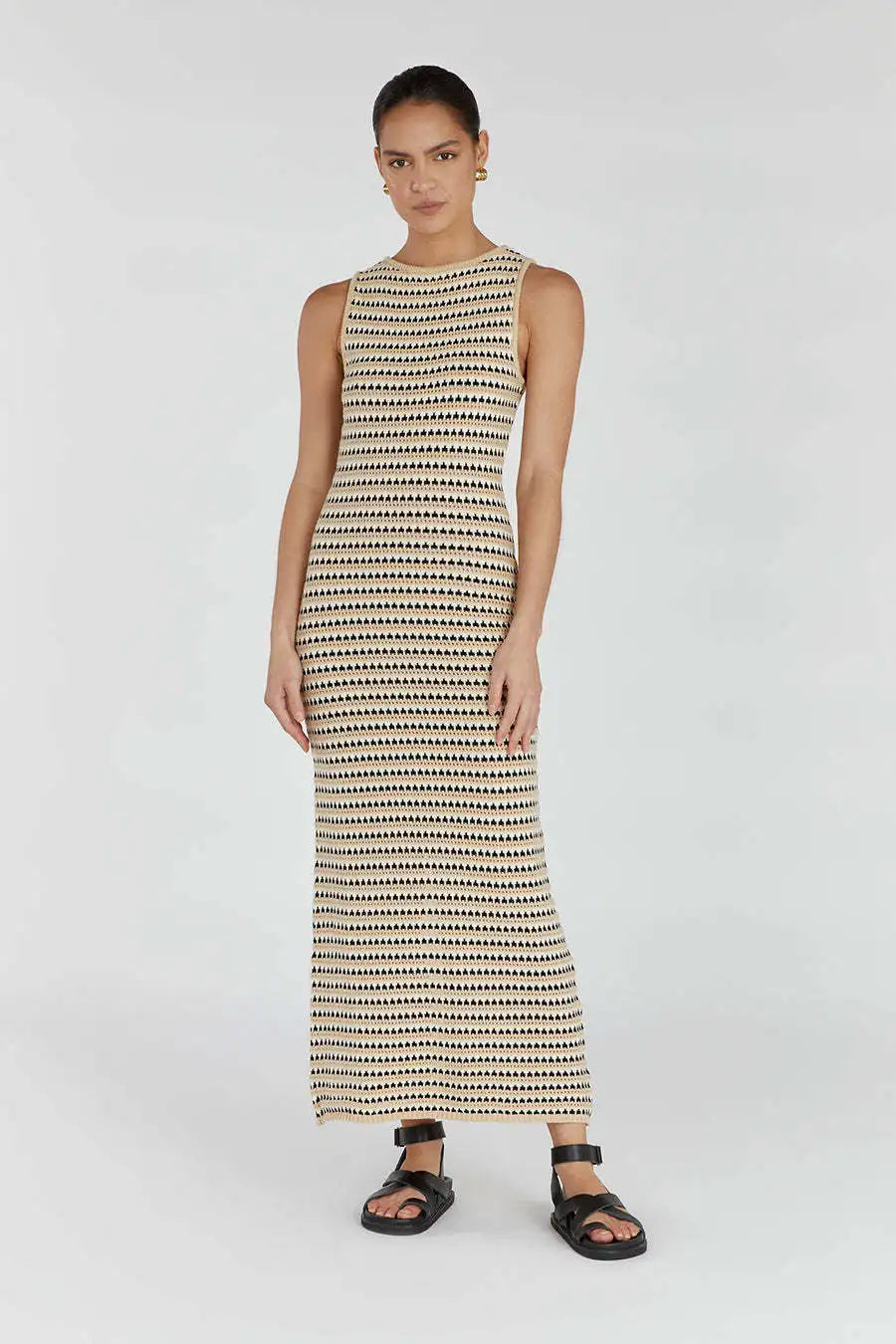 Elegant Striped See-Through Maxi Dress for Summer Beach - Image 11