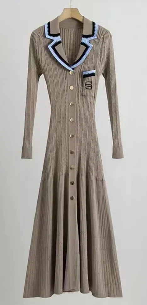 Autumn Elegant Slim Knitted Long Dress for Women - Image 17