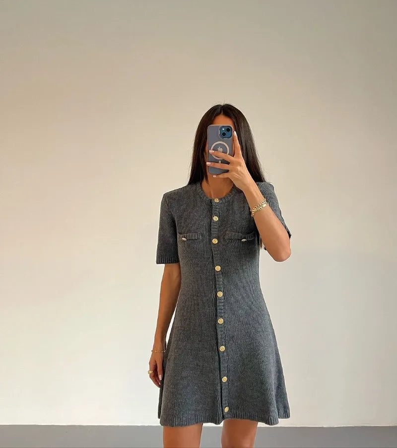 Elegant Mini Knit Dress for Women - Slim Fit Vacation Style - Image 30