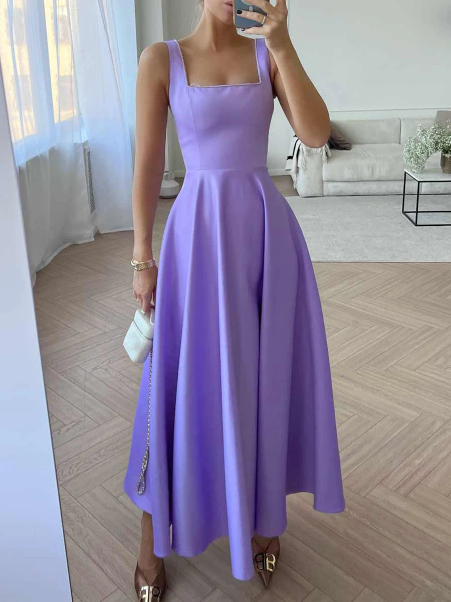 Summer A-Line Sleeveless Dress with Square Neck - Image 9