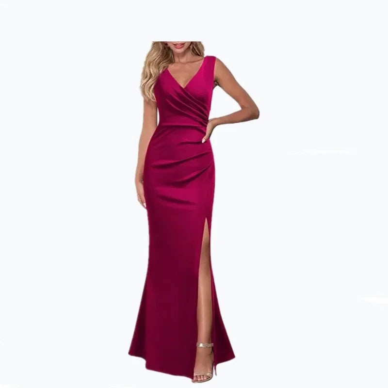 Elegant Women's Backless V-neck Sleeveless Maxi Dress - Image 5