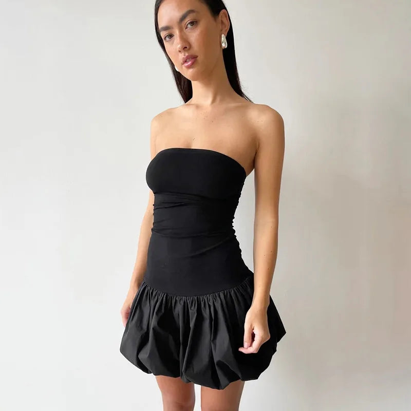 Contrast Color Strapless Mini Dress for Women - Y2K Style - Image 34
