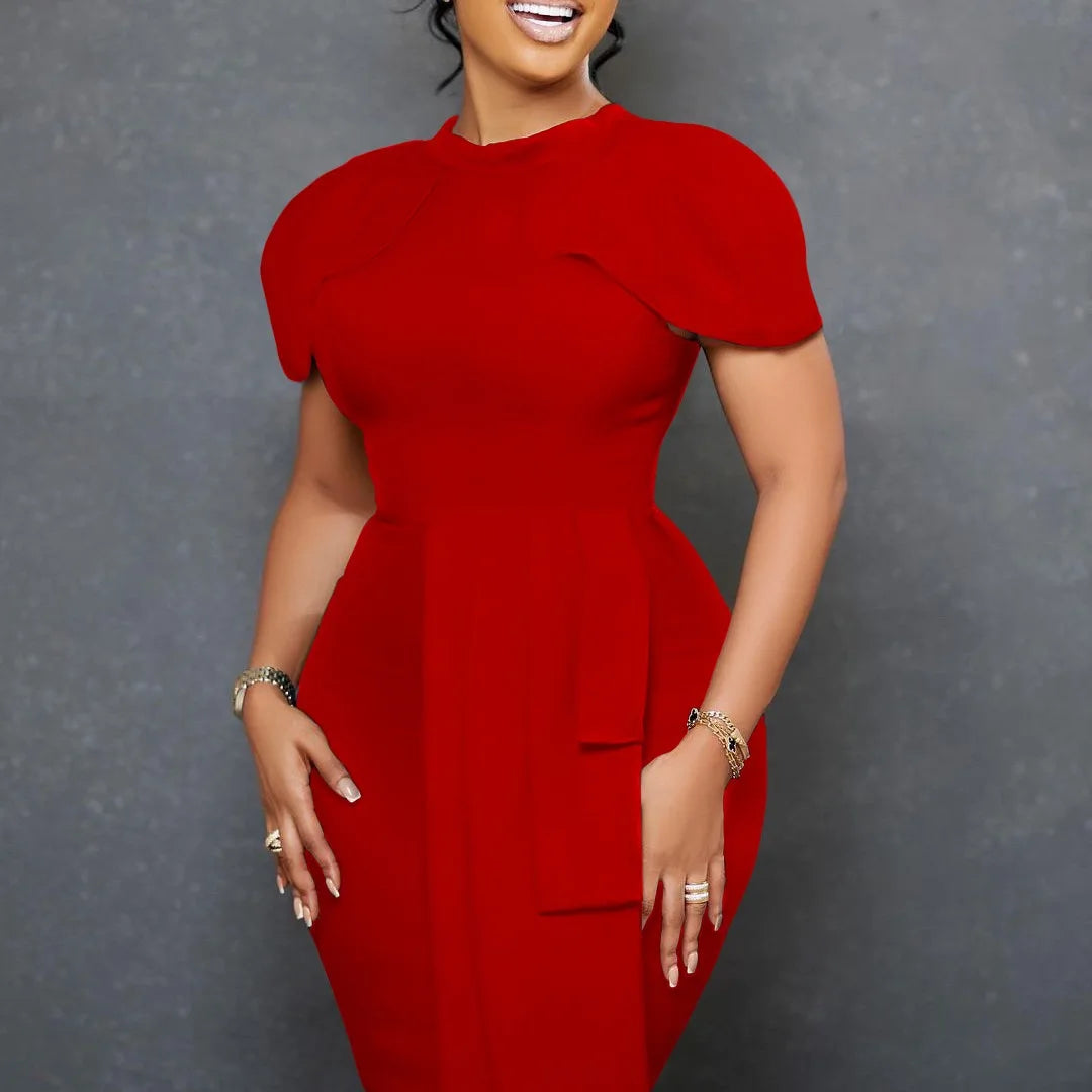 Elegant Solid Sheath Dress for Professional Women - Image 2