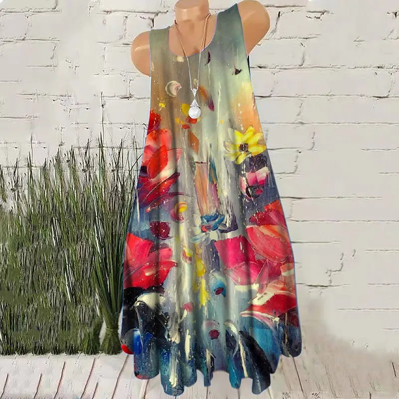 Stylish Hand-Painted Sleeveless Mini Dress for Women - Image 22