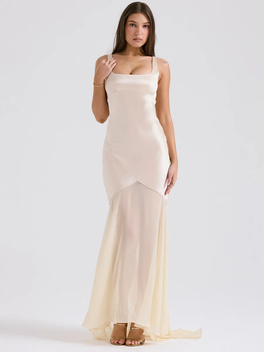 Elegant Spring Chiffon Splicing Dress for Women - Image 4