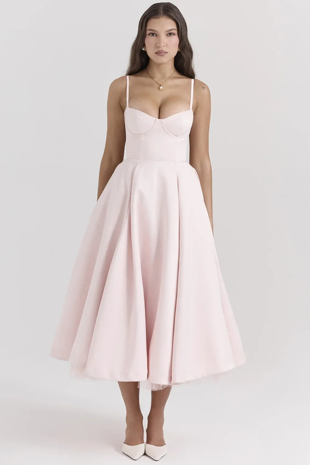 Elegant Summer Midi Swing Dress with Mesh Design - Image 35