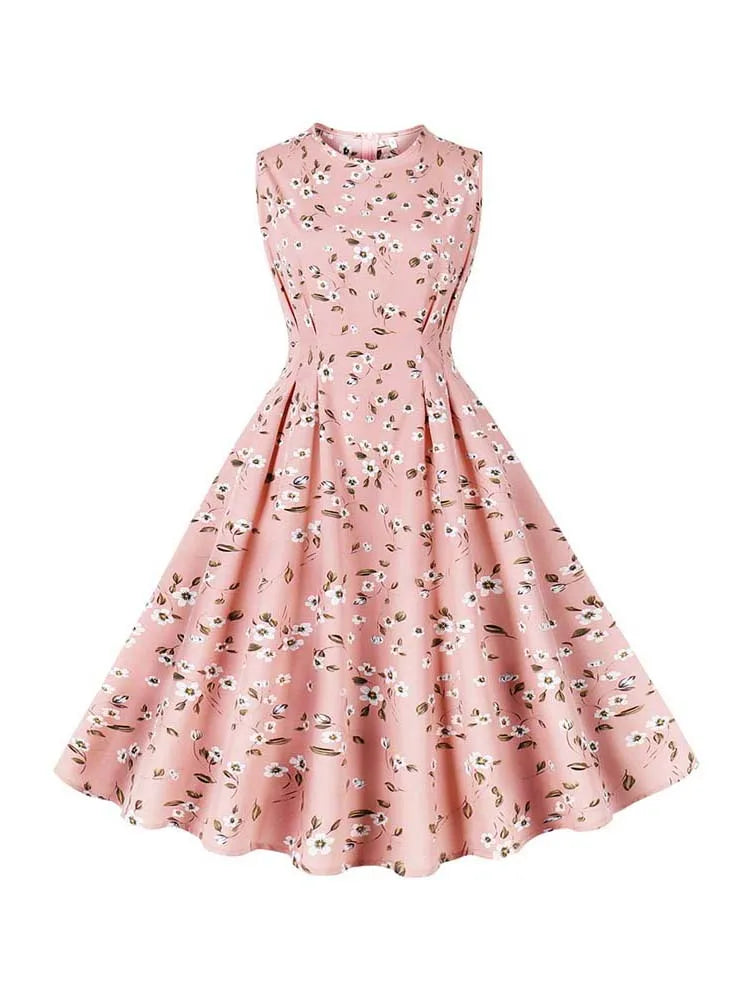 Elegant Floral Print Summer Dress for Women - Retro Vibes - Image 9