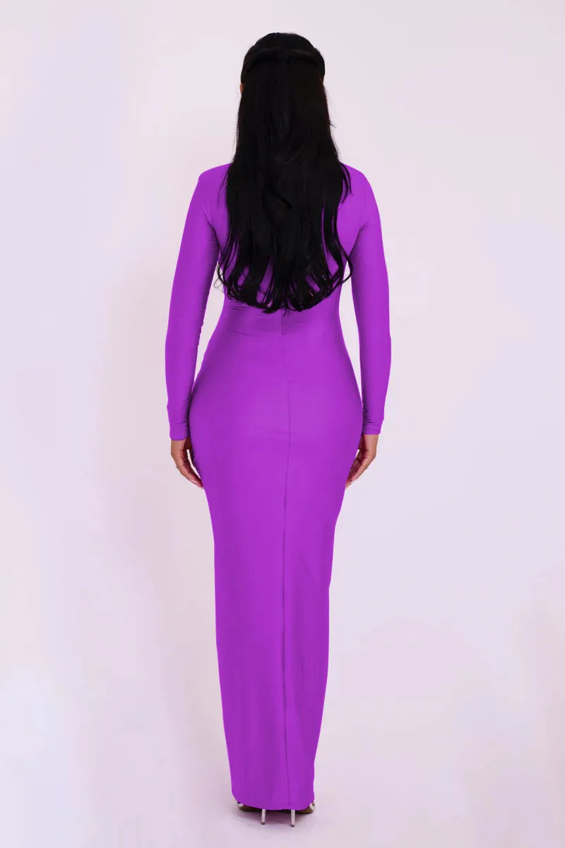 Elegant Hollow Out Long Sleeve Maxi Dress for Women - Image 29