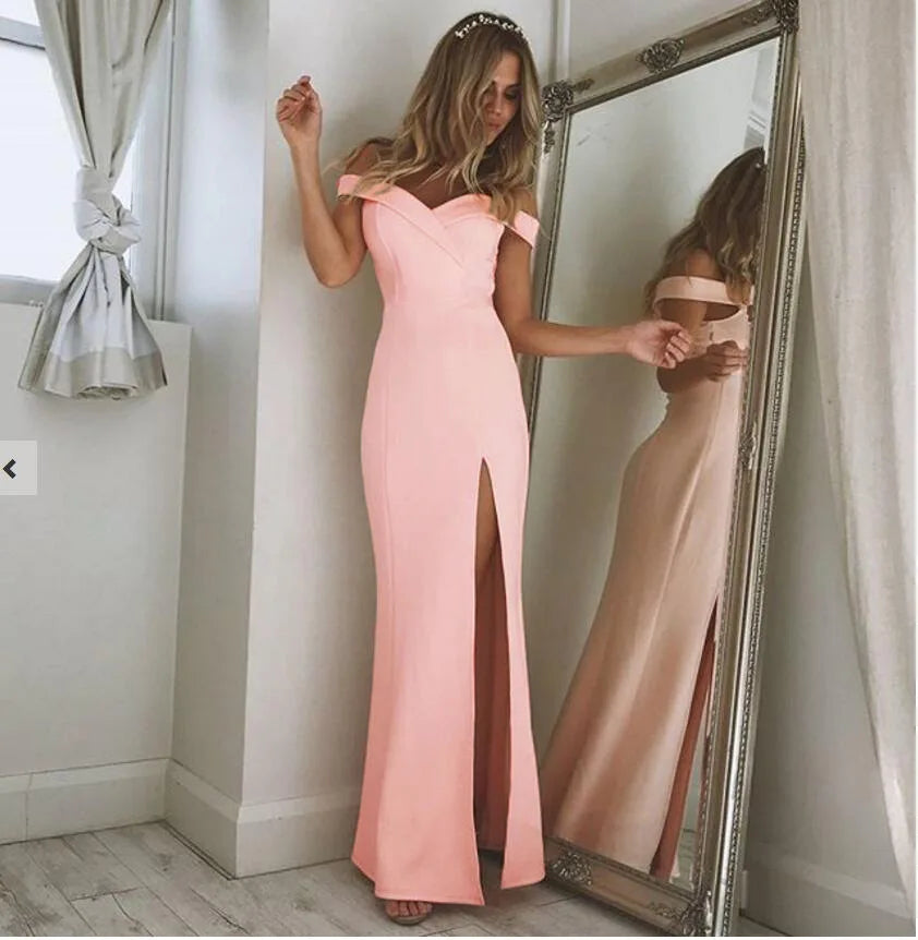 Elegant Off-Shoulder Blue Maxi Dress for Summer Weddings - Image 19