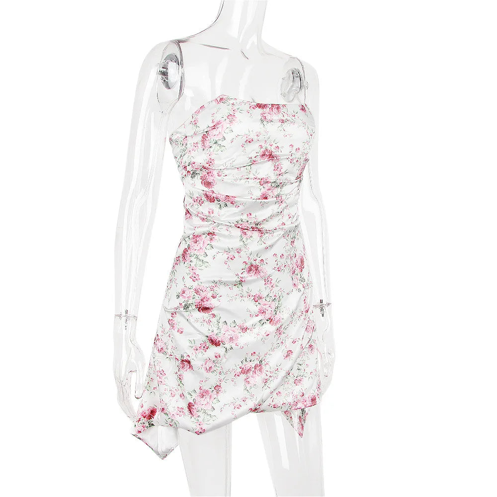 Sexy Floral Print Satin Bodycon Mini Dress for Parties - Image 37