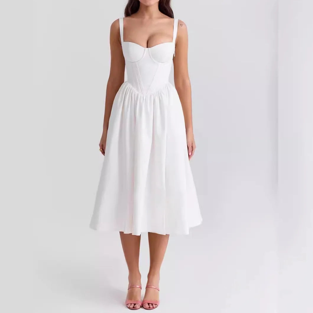 Elegant Backless Summer Dress for Women - Linen-Cotton Blend - Image 8