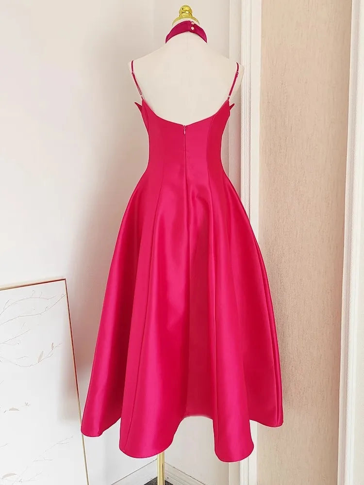 Elegant Backless A-Line Midi Dress for Summer Events - Image 3