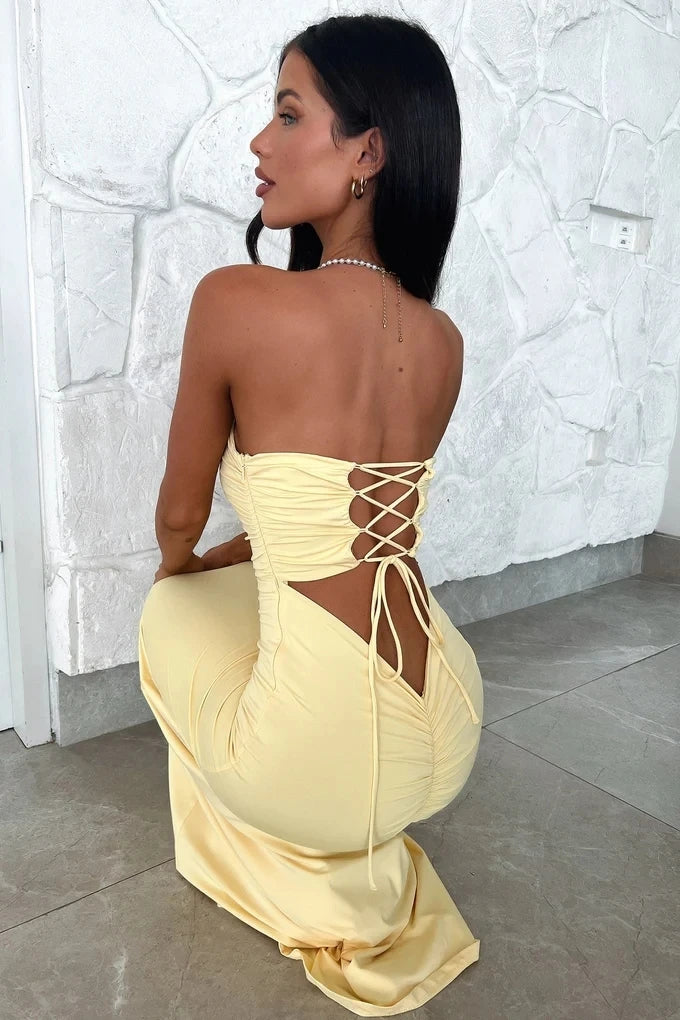 Elegant Sleeveless Lace-Up Bodycon Maxi Dress for Women - Image 15
